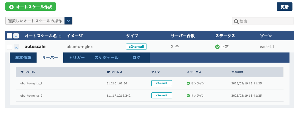 サーバーが2台に増えた状態