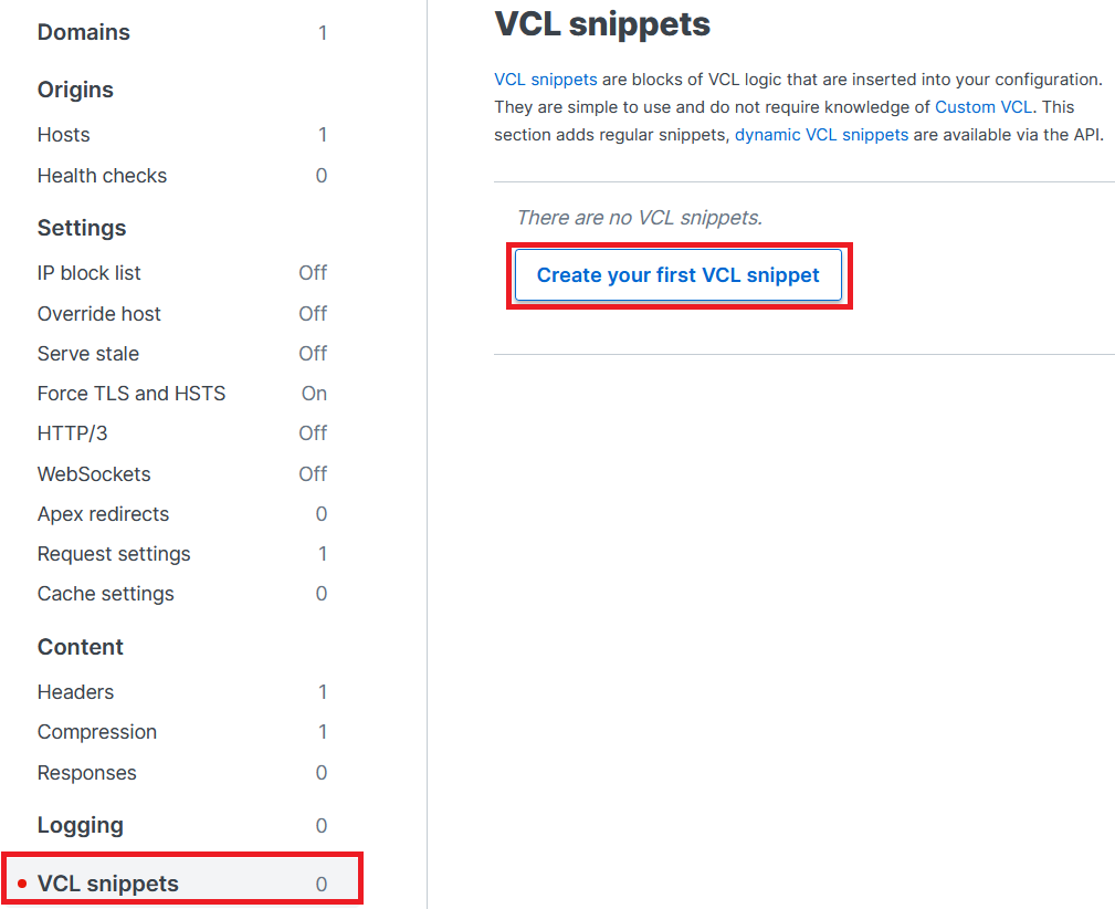 first vcl snippets