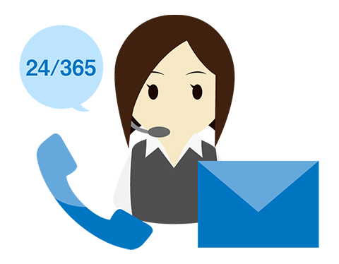 24時間365日受付可能な充実の無料サポート